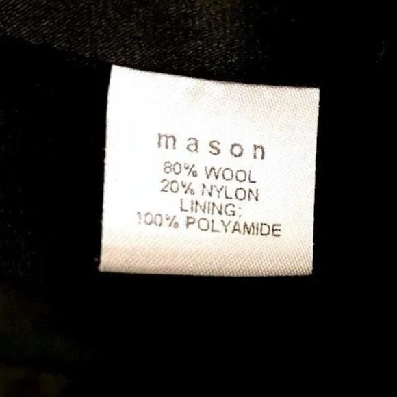 Mason Womens Sz 6 Small Hooded Trench Coat Black Wool Full Zip Pockets Overcoat